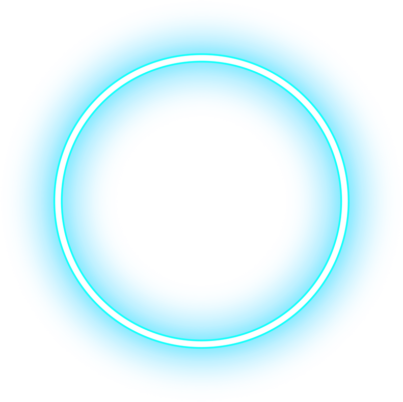 Neon circle ring glowing in blue light